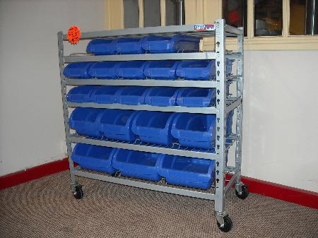 Mobile Rack with Plastic Bins